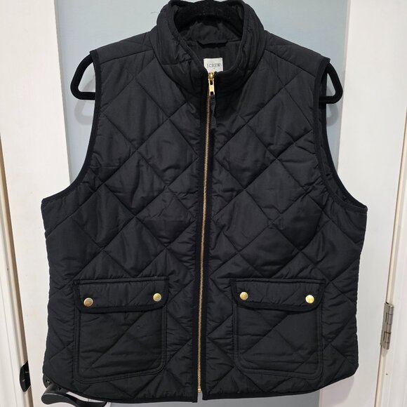 J. Crew Jackets & Blazers - J.Crew Black Quilted Vest Women’s XL Zip Front Lightweight Outerwear